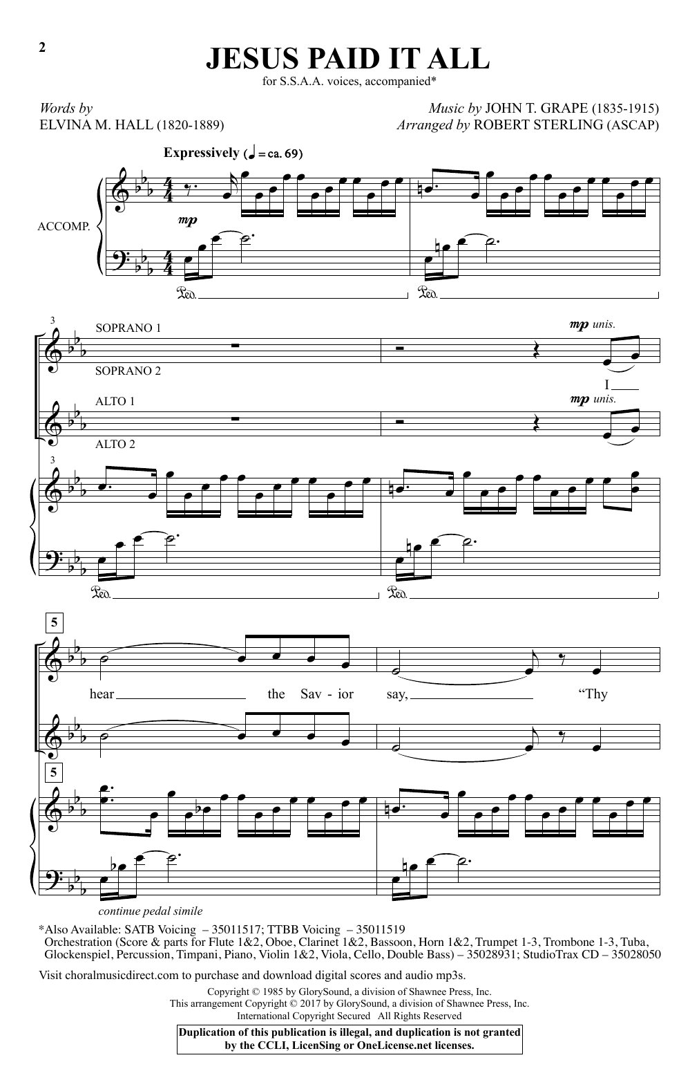 Robert Sterling Jesus Paid It All sheet music notes and chords. Download Printable PDF.