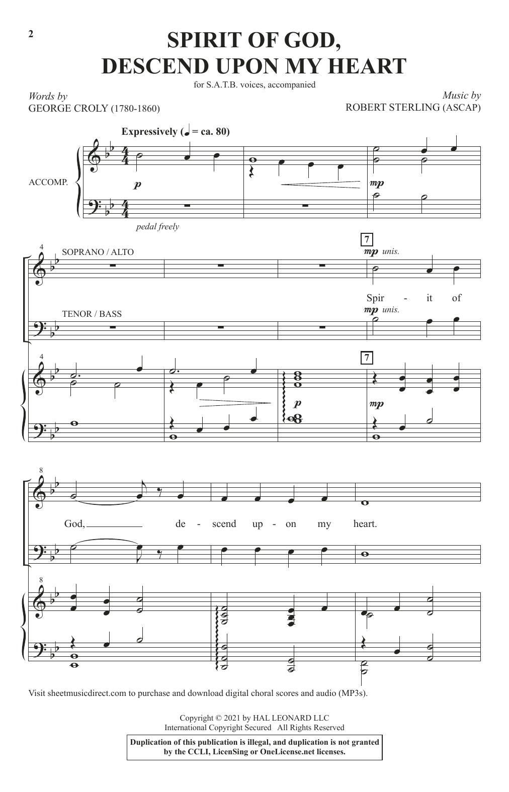 Learn to play Robert Sterling Spirit Of God, Descend Upon My Heart sheet music for SATB Choir in minutes. Price: 3.9900$ Robert Sterling Spirit Of God, Descend Upon My Heart sheet music notes and chords arranged for SATB Choir