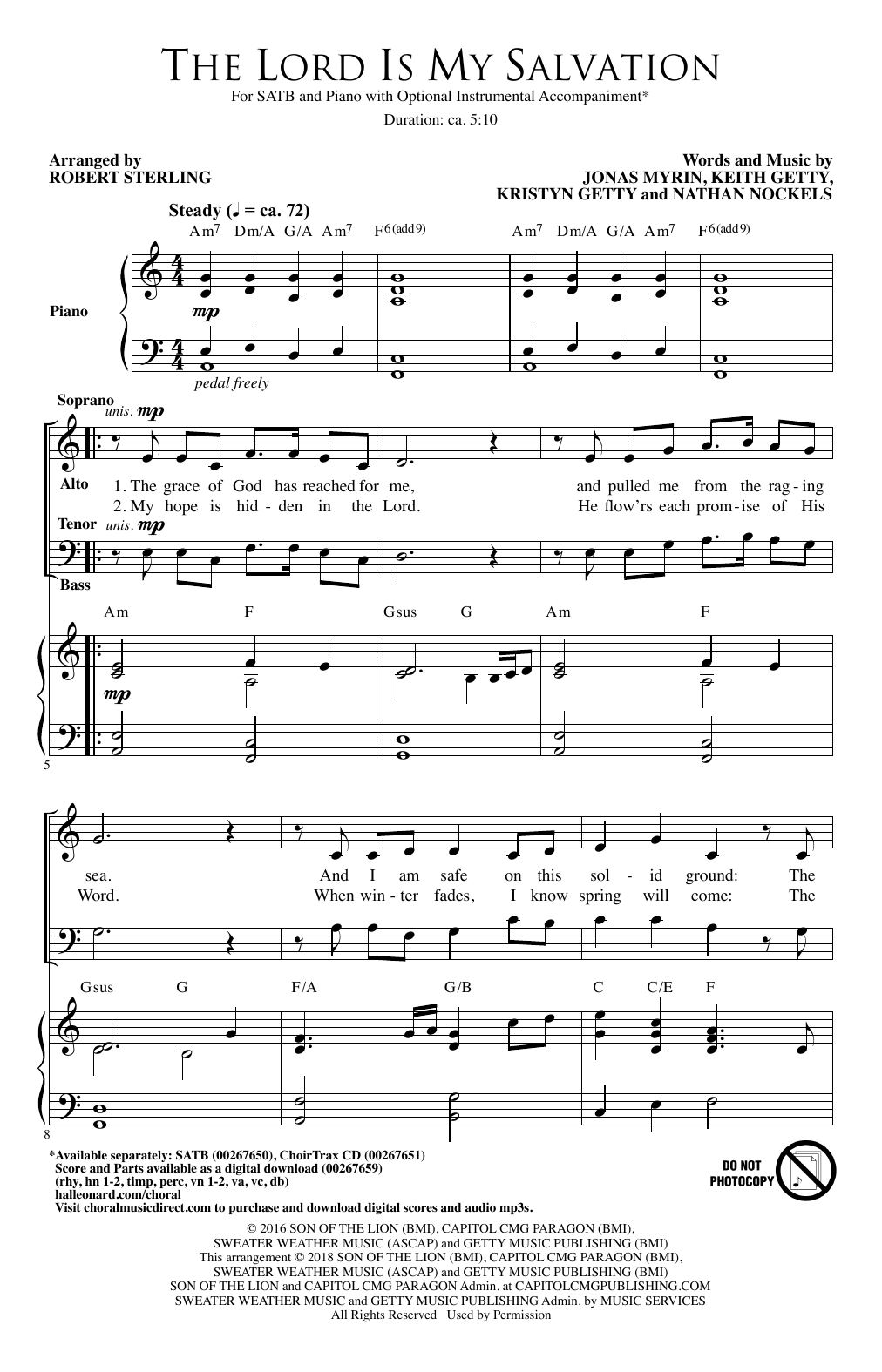 Robert Sterling The Lord Is My Salvation sheet music notes and chords. Download Printable PDF.