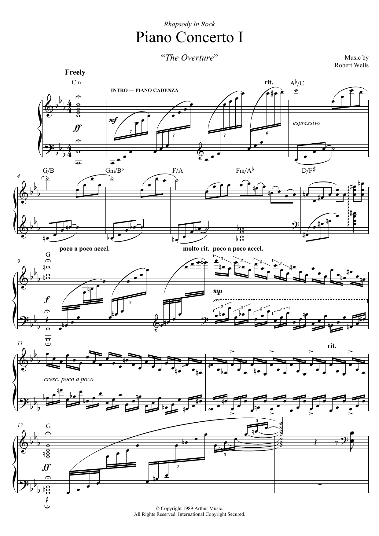 Learn to play Robert Wells Piano Concerto: I. The Overture sheet music for Piano Solo in minutes. Price: 7.8900$ Robert Wells Piano Concerto: I. The Overture sheet music notes and chords arranged for Piano Solo