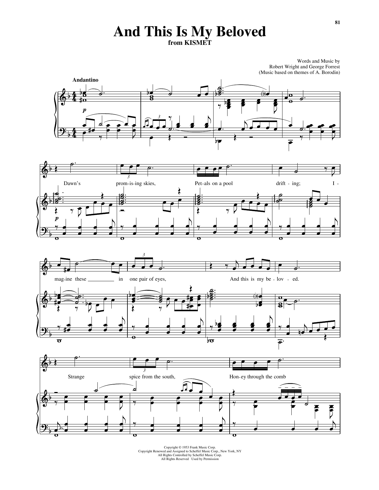 Robert Wright & George Forrest And This Is My Beloved (from Kismet) (High Voice) sheet music notes and chords. Download Printable PDF.