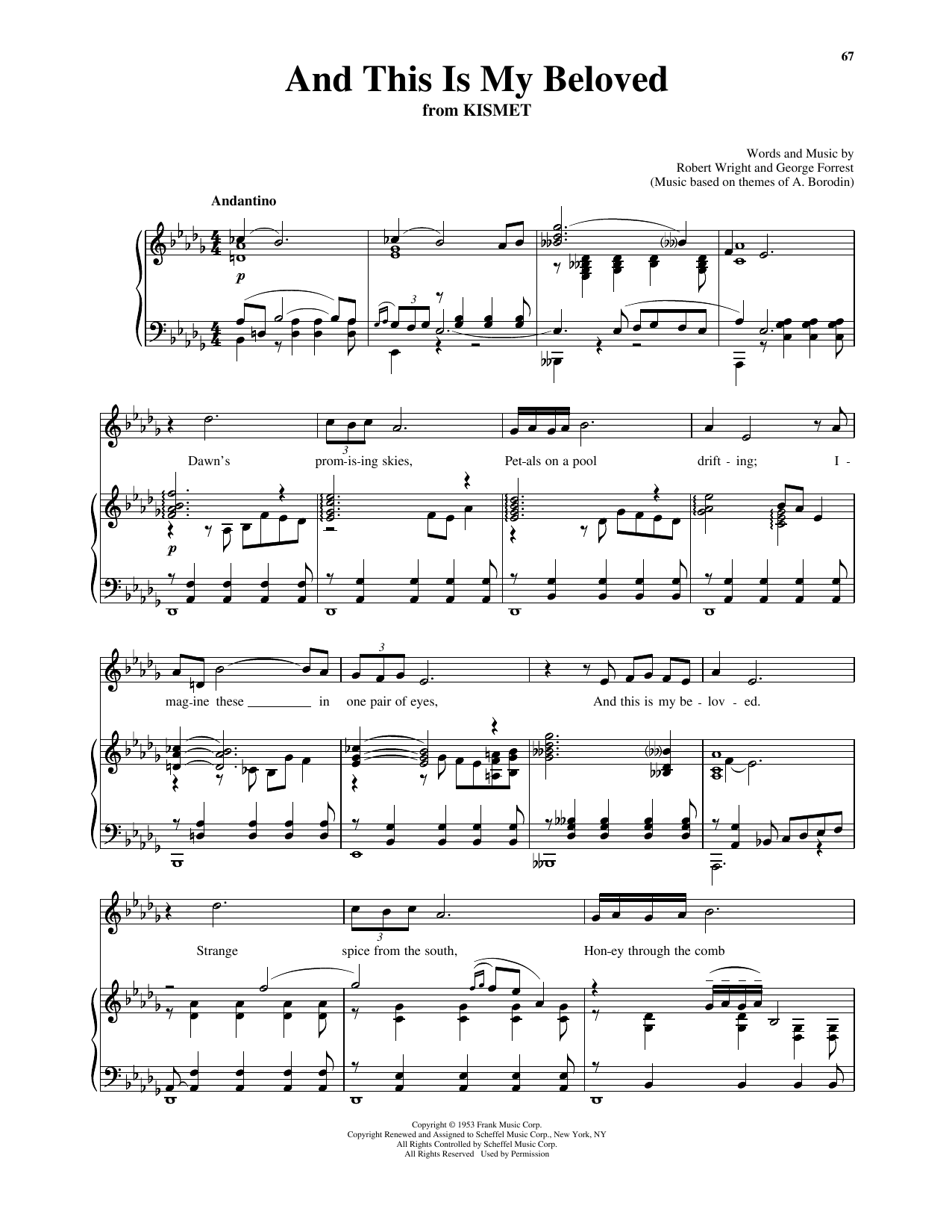 Robert Wright & George Forrest And This Is My Beloved (from Kismet) (Low Voice) sheet music notes and chords. Download Printable PDF.