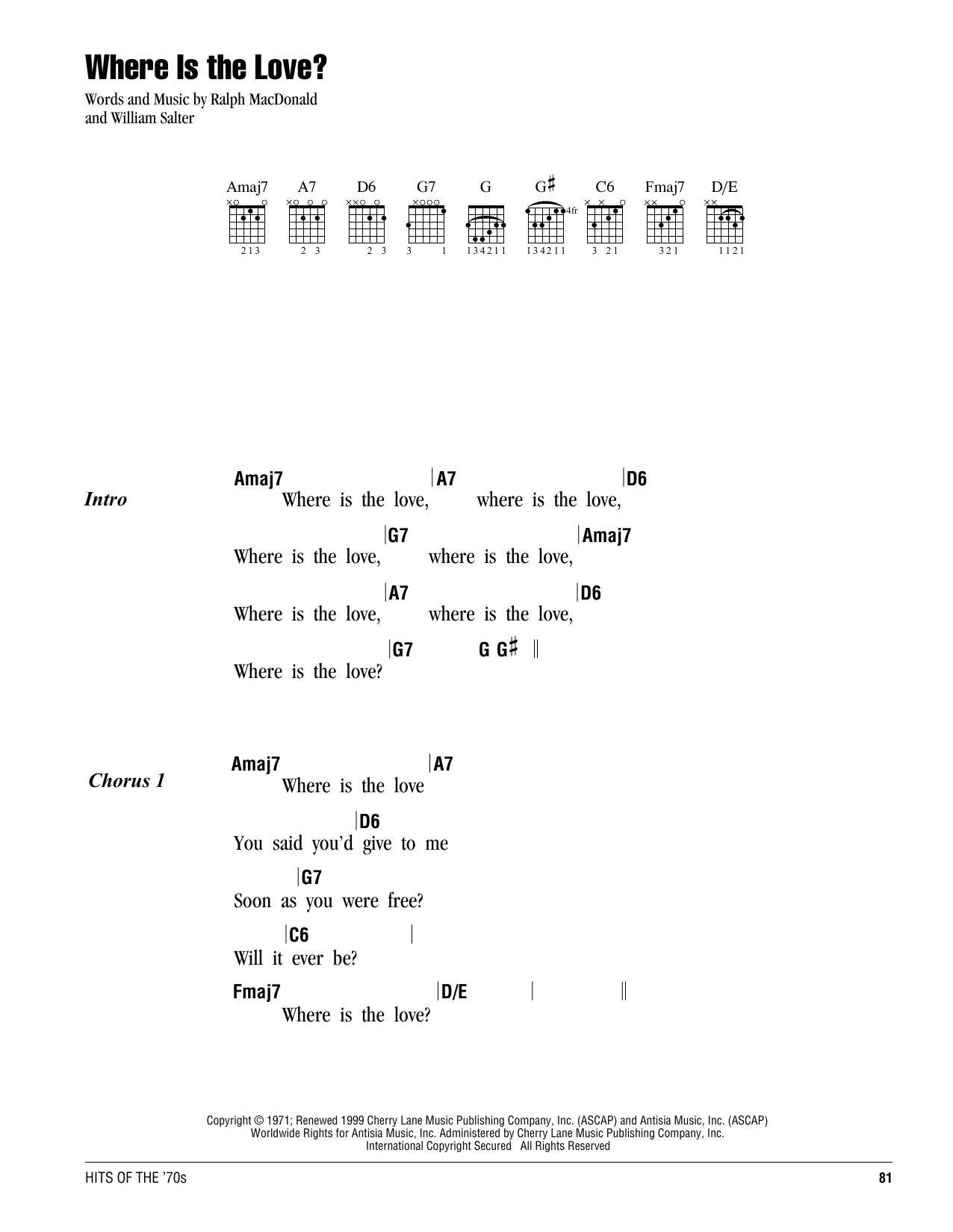 Roberta Flack Where Is The Love? sheet music notes and chords. Download Printable PDF.