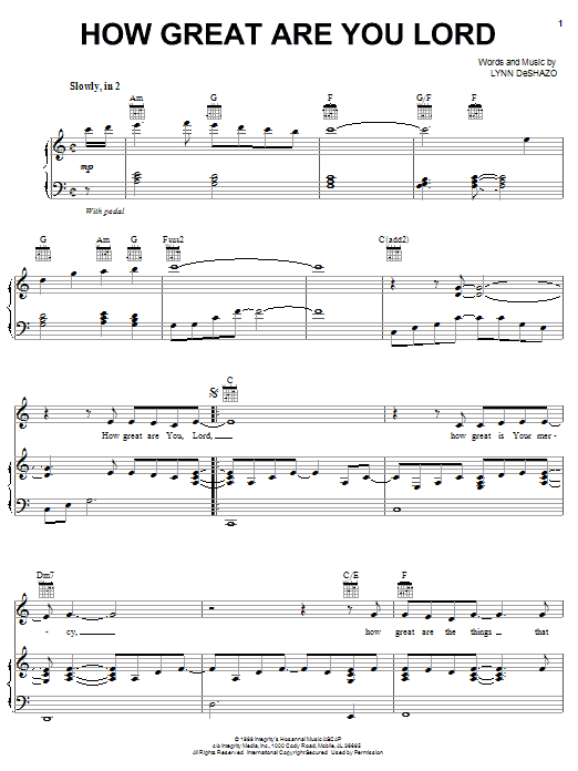Learn to play Robin Mark How Great Are You Lord sheet music for Piano, Vocal & Guitar Chords (Right-Hand Melody) in minutes. Price: 7.8900$ Robin Mark How Great Are You Lord sheet music notes and chords arranged for Piano, Vocal & Guitar Chords (Right-Hand Melody)