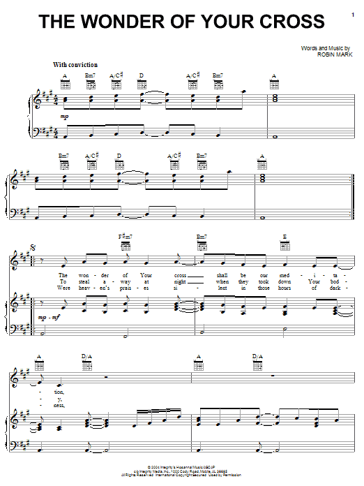 Learn to play Robin Mark The Wonder Of Your Cross sheet music for Piano, Vocal & Guitar Chords (Right-Hand Melody) in minutes. Price: 7.8900$ Robin Mark The Wonder Of Your Cross sheet music notes and chords arranged for Piano, Vocal & Guitar Chords (Right-Hand Melody)