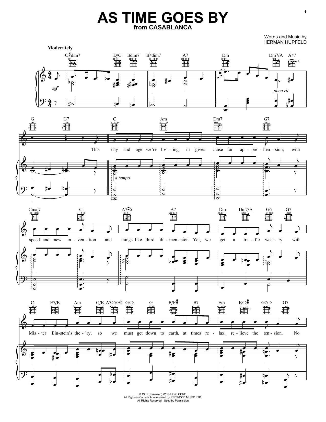 Rod Stewart As Time Goes By sheet music notes and chords. Download Printable PDF.