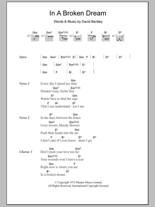 Rod Stewart In A Broken Dream sheet music notes and chords. Download Printable PDF.