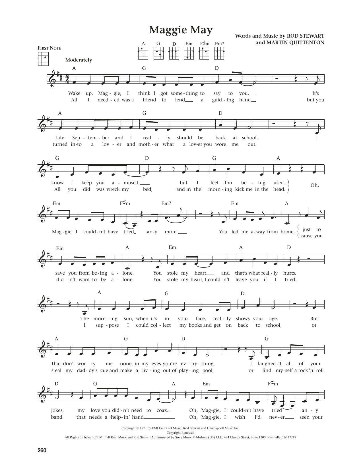 Rod Stewart Maggie May (from The Daily Ukulele) (arr. Jim Beloff) sheet music notes and chords. Download Printable PDF.