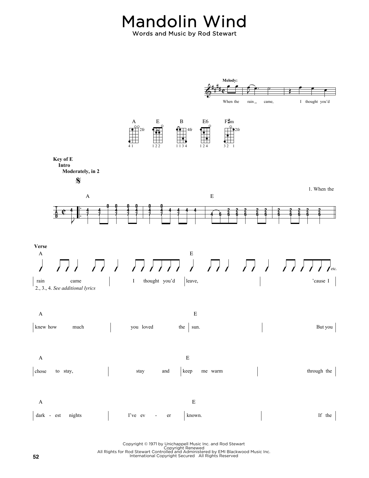 Rod Stewart Mandolin Wind (arr. Fred Sokolow) sheet music notes and chords. Download Printable PDF.