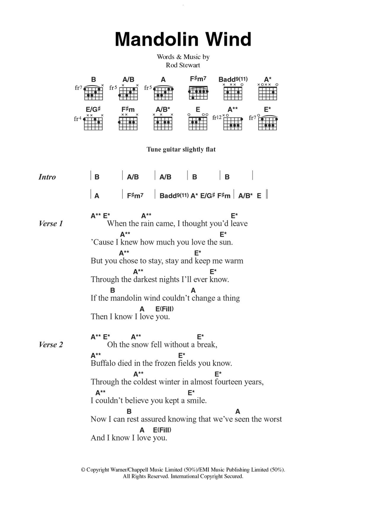 Rod Stewart Mandolin Wind sheet music notes and chords. Download Printable PDF.