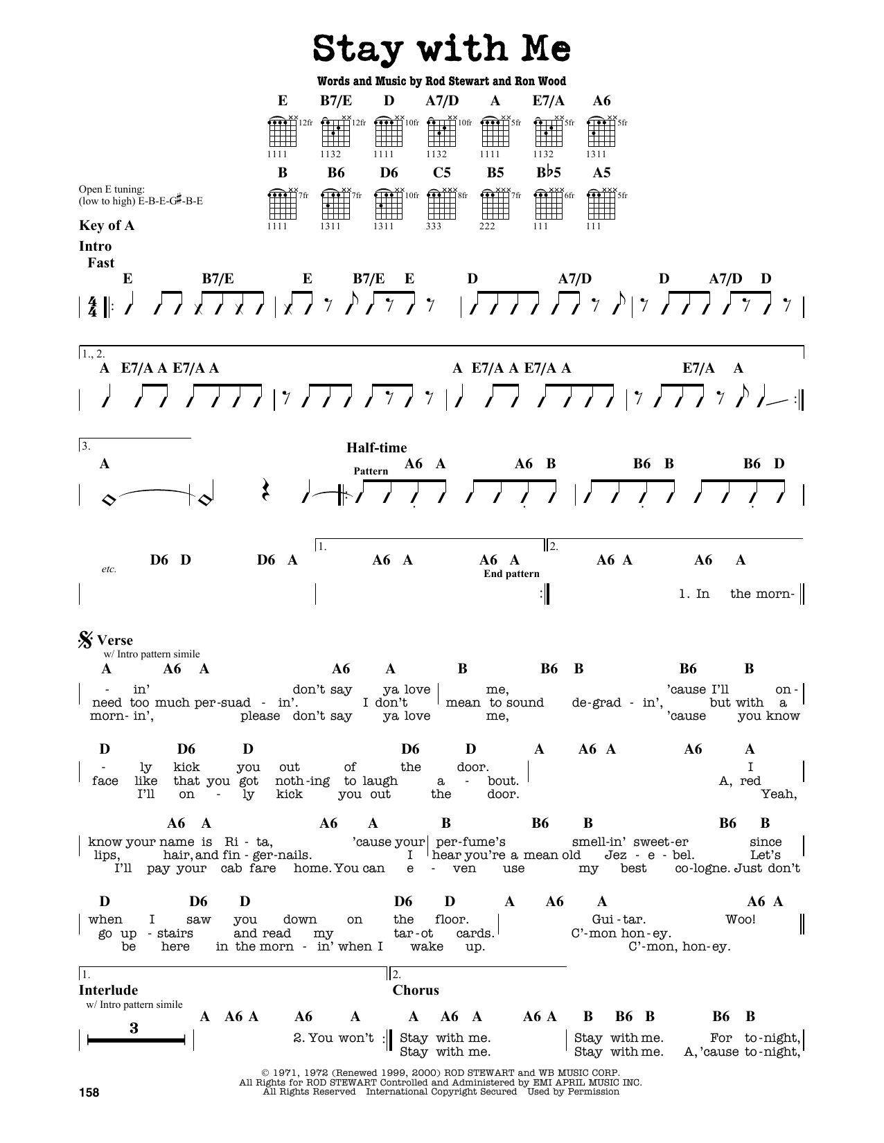 Rod Stewart Stay With Me sheet music notes and chords. Download Printable PDF.