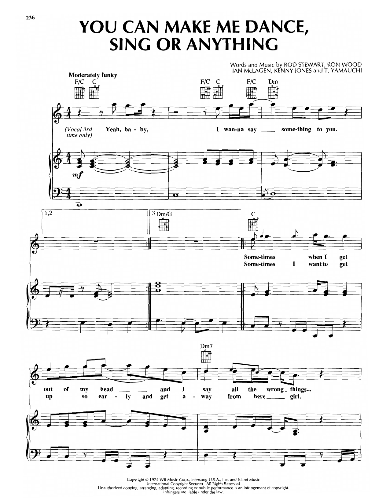 Rod Stewart You Can Make Me Dance, Sing Or Anything sheet music notes and chords arranged for Piano, Vocal & Guitar Chords (Right-Hand Melody)