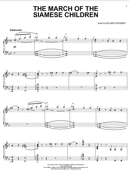 Learn to play Rodgers & Hammerstein The March Of The Siamese Children sheet music for Piano Solo in minutes. Price: 7.8900$ Rodgers & Hammerstein The March Of The Siamese Children sheet music notes and chords arranged for Piano Solo