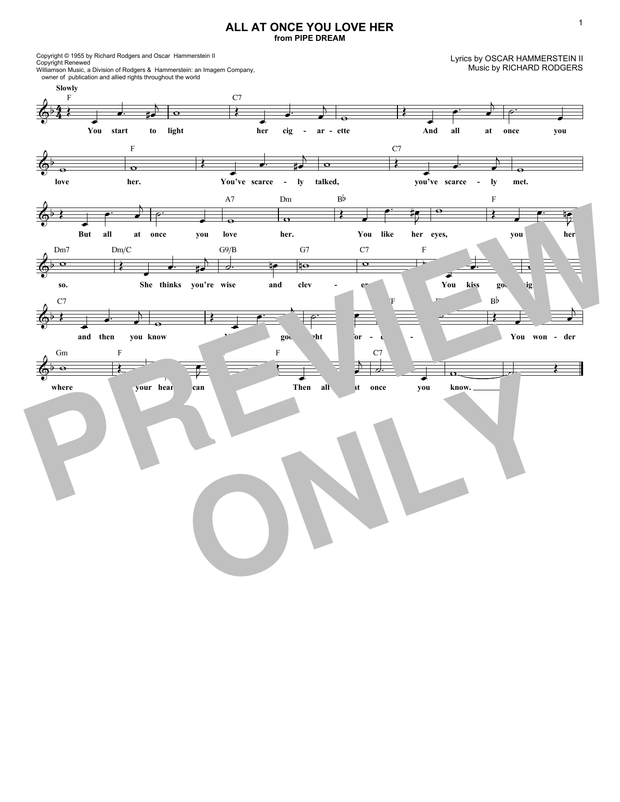 Rodgers & Hammerstein All At Once You Love Her sheet music notes and chords. Download Printable PDF.