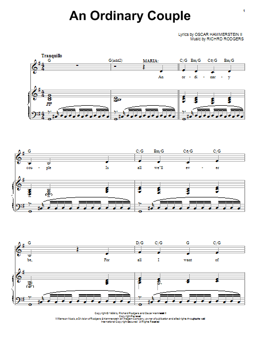 Learn to play Rodgers & Hammerstein An Ordinary Couple sheet music for Ukulele in minutes. Price: 5.9900$ Rodgers & Hammerstein An Ordinary Couple sheet music notes and chords arranged for Ukulele
