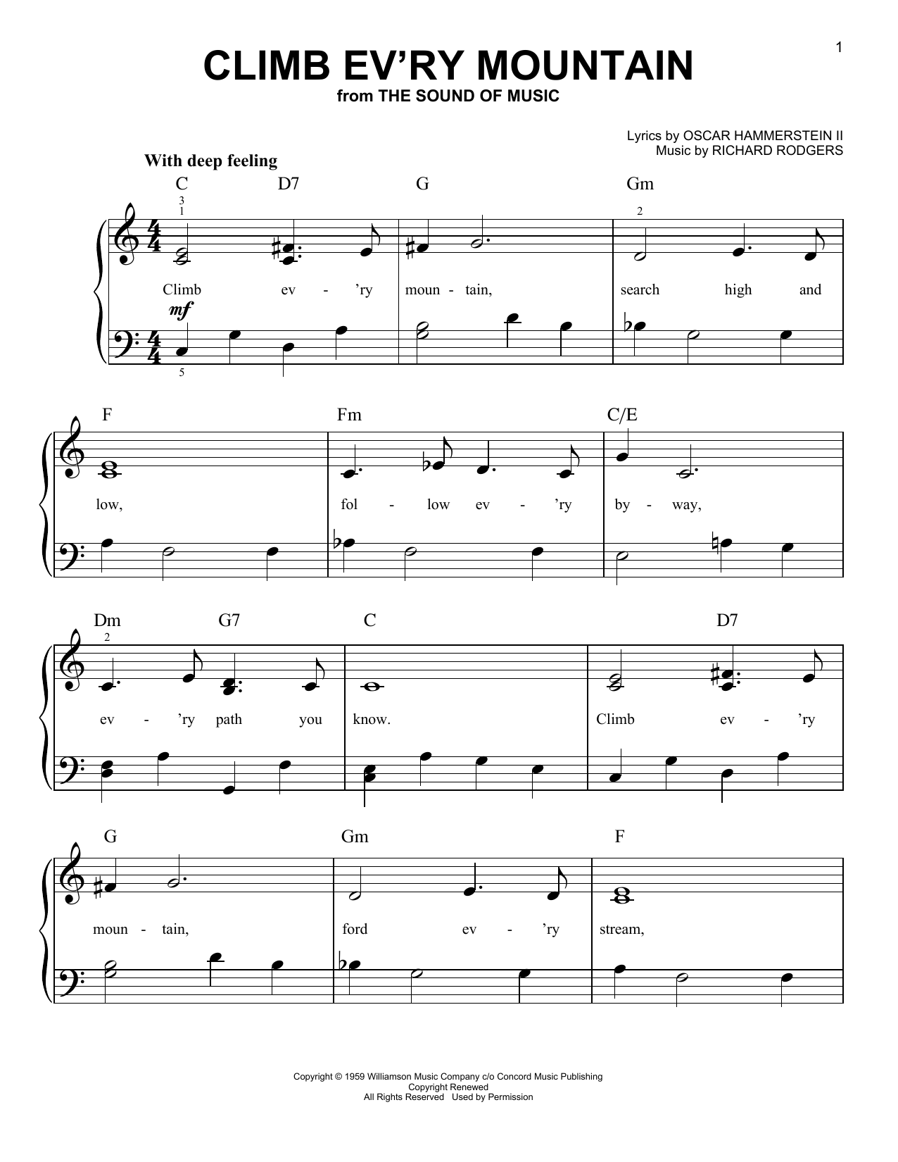 Rodgers & Hammerstein Climb Ev'ry Mountain sheet music notes and chords. Download Printable PDF.