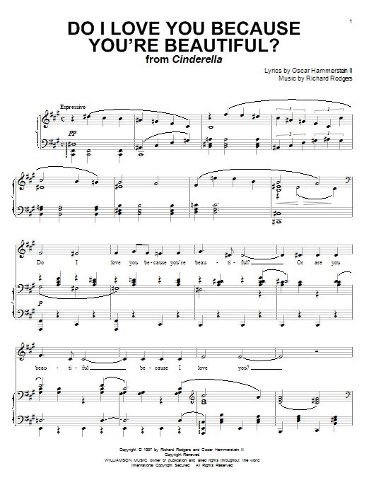 Rodgers & Hammerstein Do I Love You Because You're Beautiful? sheet music notes and chords. Download Printable PDF.