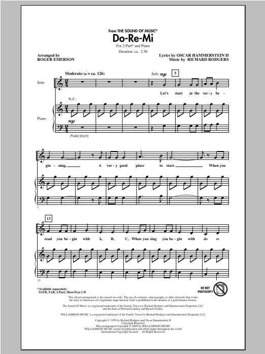 Rodgers & Hammerstein Do-Re-Mi (arr. Roger Emerson) sheet music notes and chords arranged for 2-Part Choir