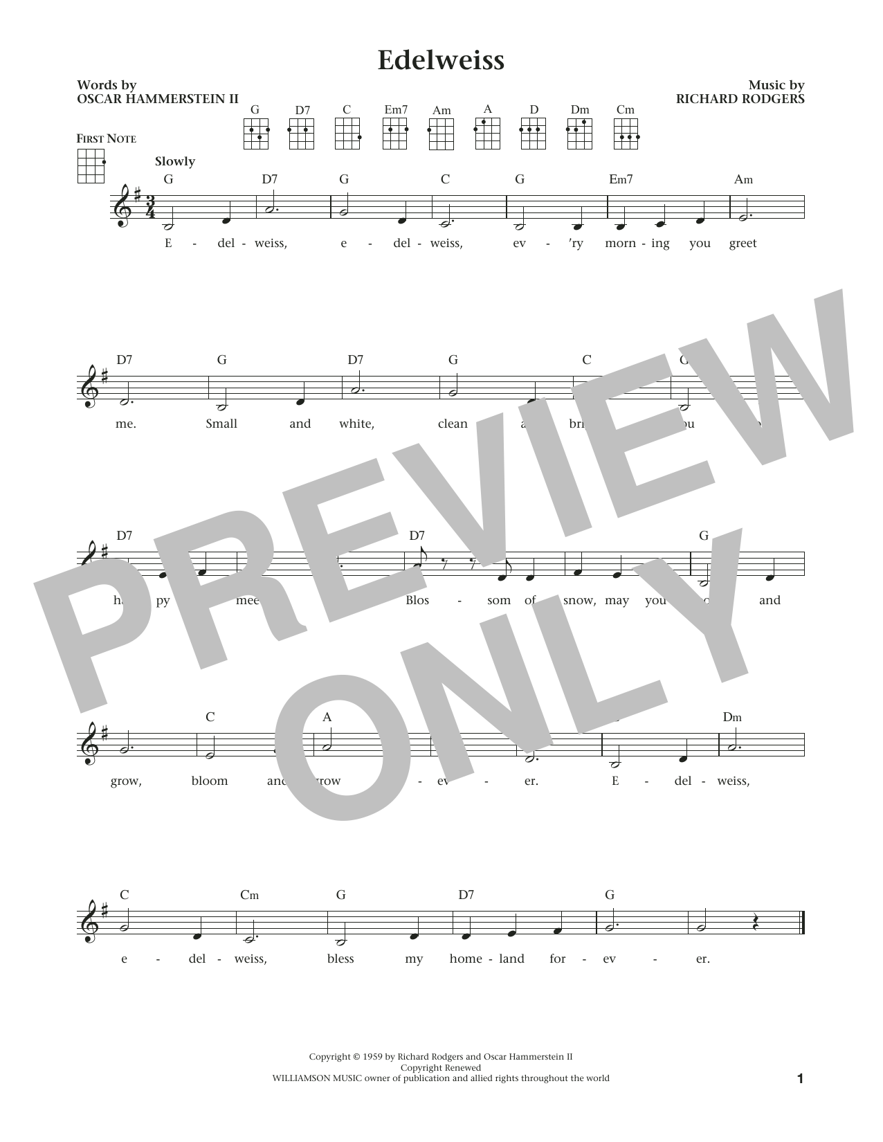 Rodgers & Hammerstein Edelweiss (from The Daily Ukulele) (arr. Liz and Jim Beloff) sheet music notes and chords. Download Printable PDF.