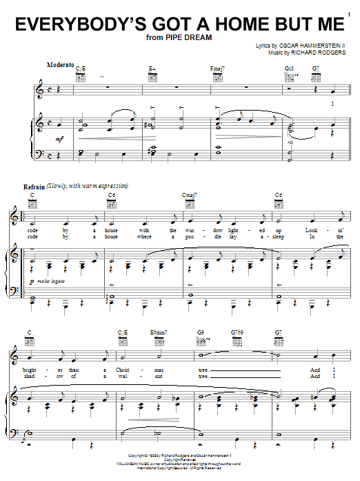 Rodgers & Hammerstein Everybody's Got A Home But Me sheet music notes and chords. Download Printable PDF.