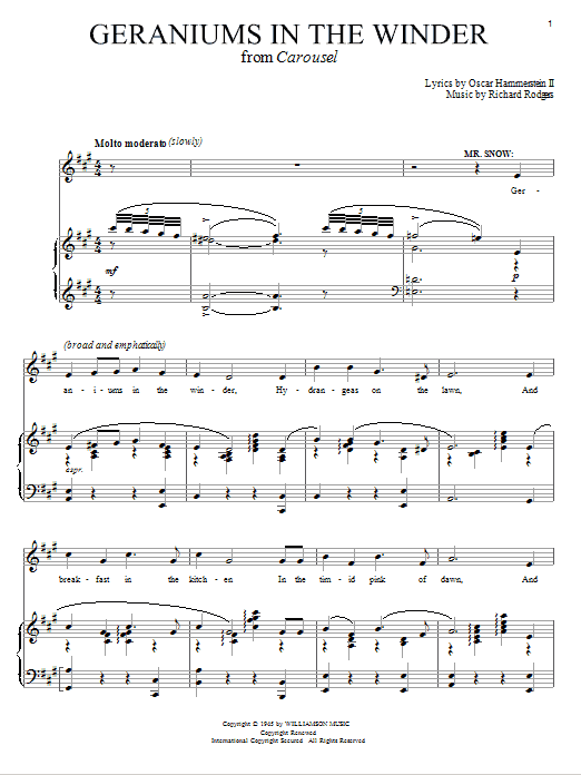 Rodgers & Hammerstein Geraniums In The Winder sheet music notes and chords. Download Printable PDF.