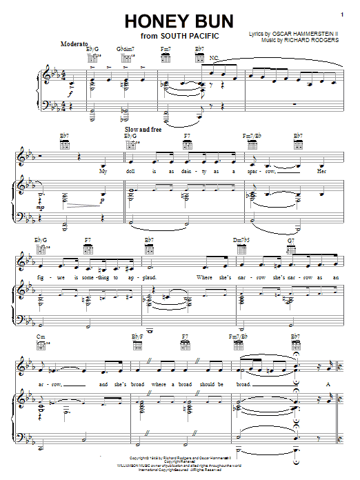 Rodgers & Hammerstein Honey Bun sheet music notes and chords. Download Printable PDF.