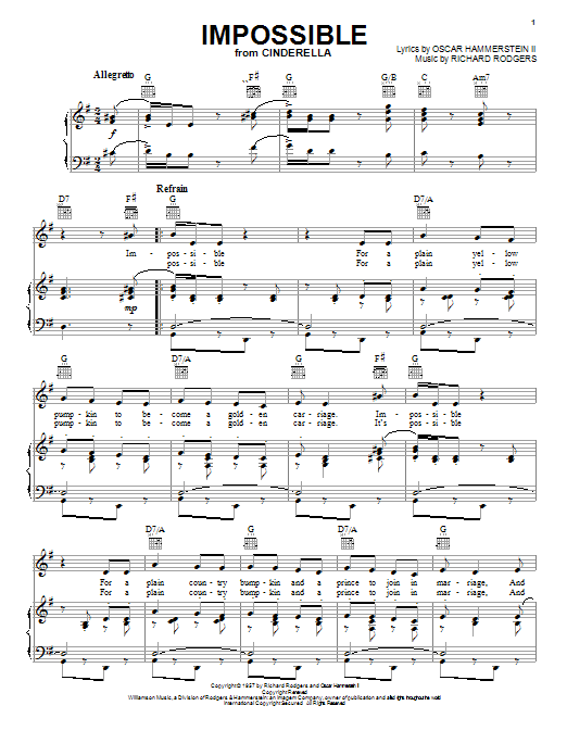 Rodgers & Hammerstein Impossible sheet music notes and chords. Download Printable PDF.