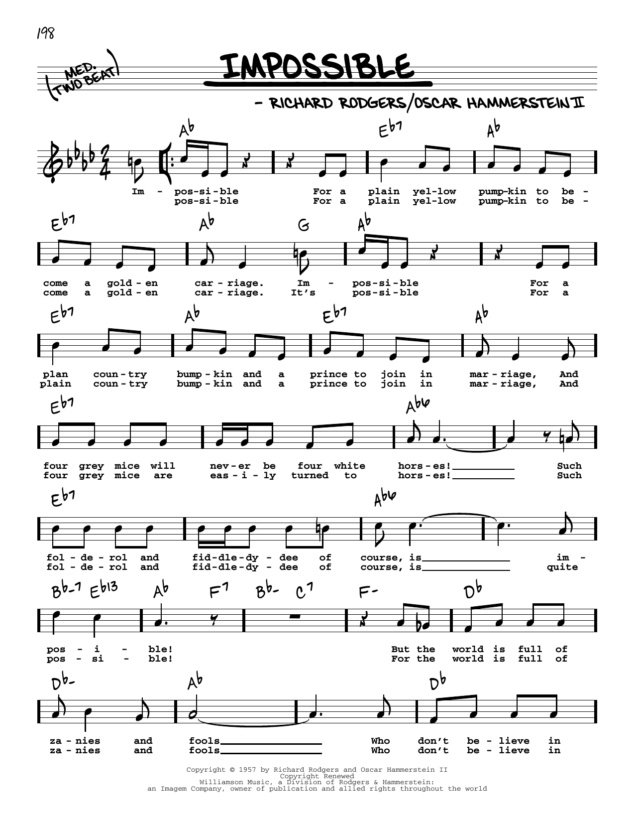 Rodgers & Hammerstein Impossible (High Voice) (from Cinderella) sheet music notes and chords. Download Printable PDF.