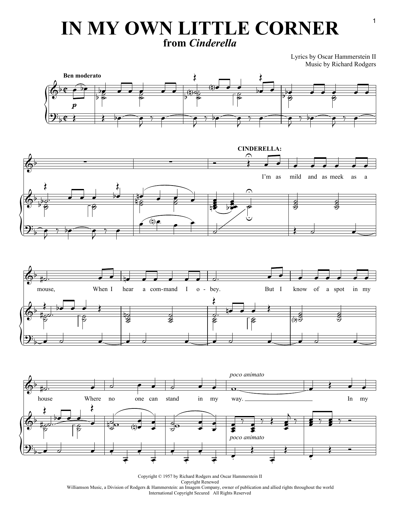 Rodgers & Hammerstein In My Own Little Corner sheet music notes and chords. Download Printable PDF.