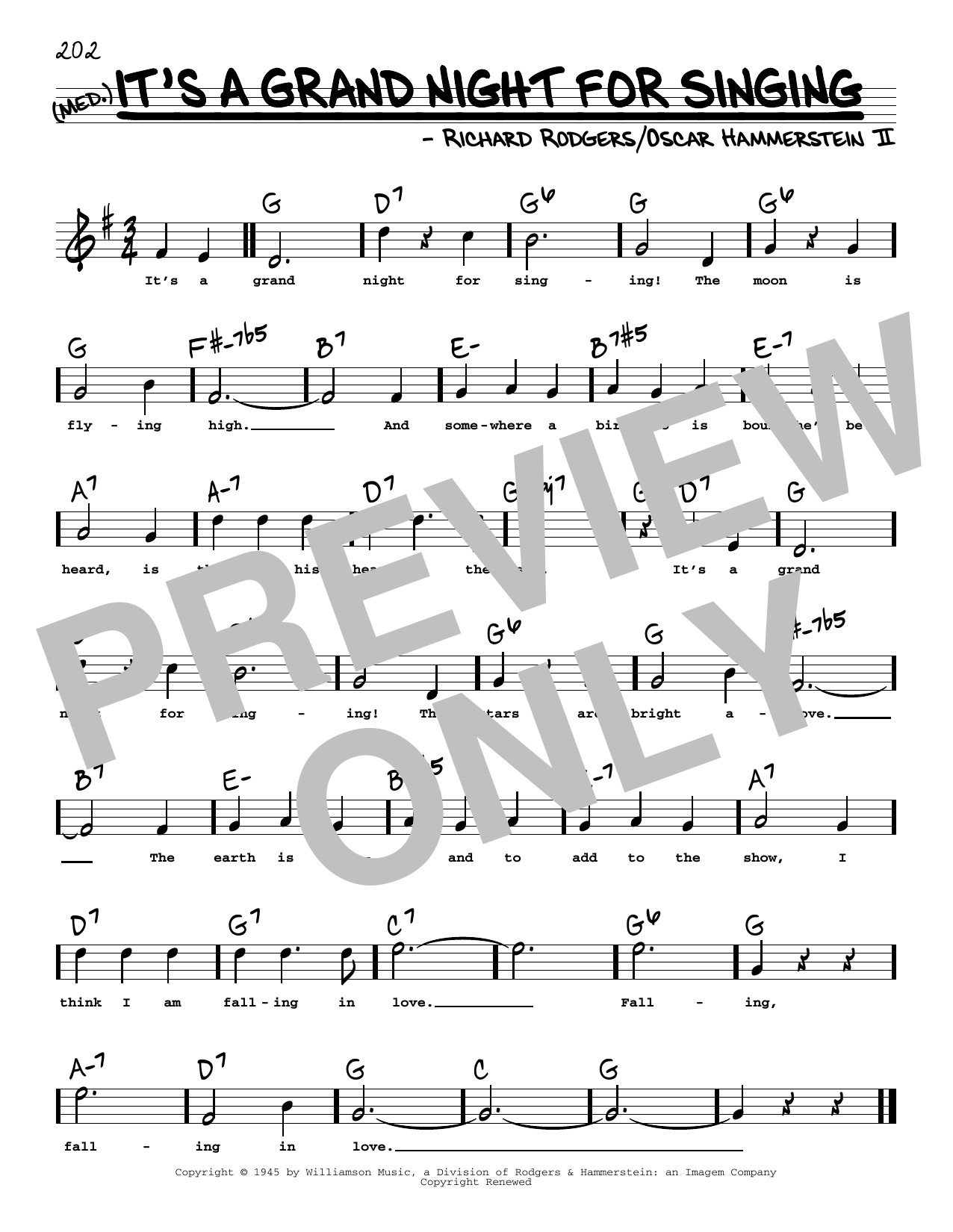 Learn to play Rodgers & Hammerstein It's A Grand Night For Singing (High Voice) (from State Fair) sheet music for Real Book – Melody, Lyrics & Chords in minutes. Price: 5.9900$ Rodgers & Hammerstein It's A Grand Night For Singing (High Voice) (from State Fair) sheet music notes and chords arranged for Real Book – Melody, Lyrics & Chords