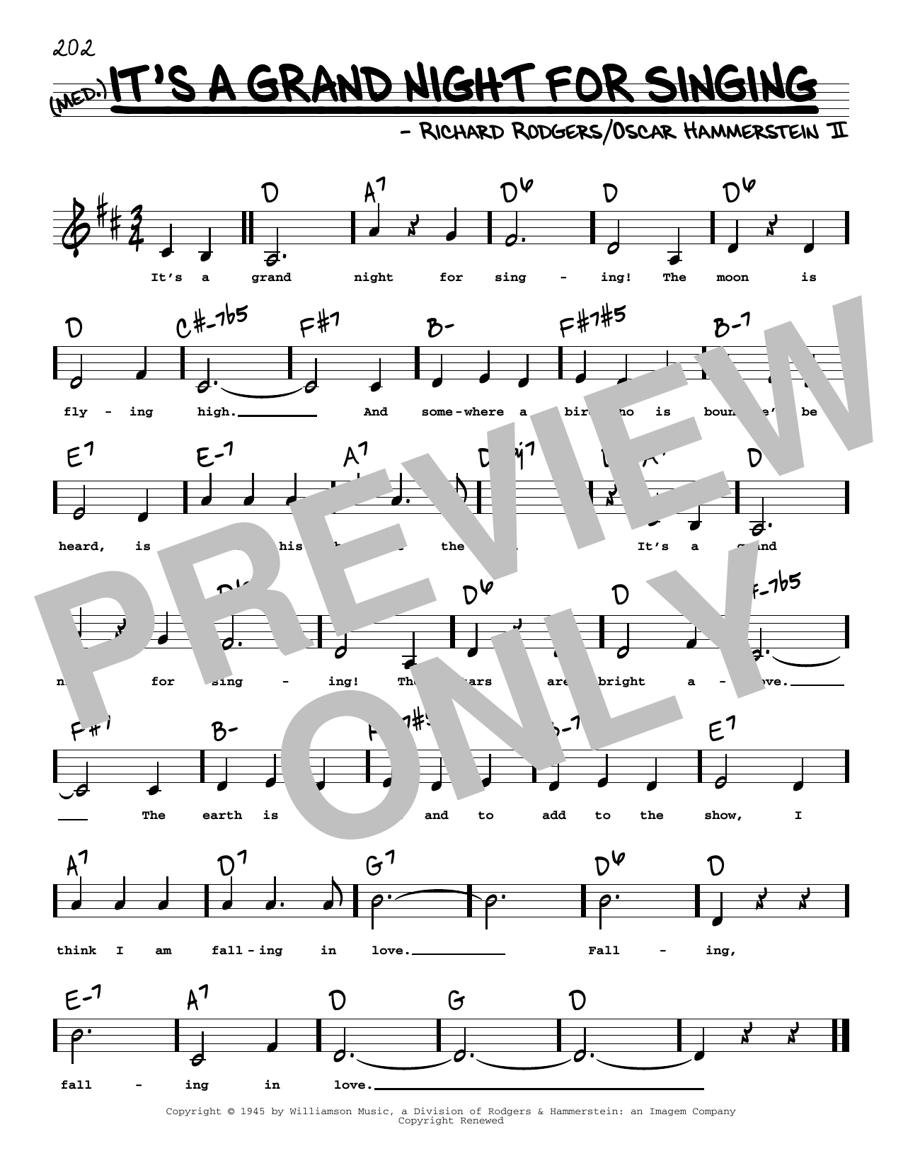 Learn to play Rodgers & Hammerstein It's A Grand Night For Singing (Low Voice) sheet music for Real Book – Melody, Lyrics & Chords in minutes. Price: 5.9900$ Rodgers & Hammerstein It's A Grand Night For Singing (Low Voice) sheet music notes and chords arranged for Real Book – Melody, Lyrics & Chords