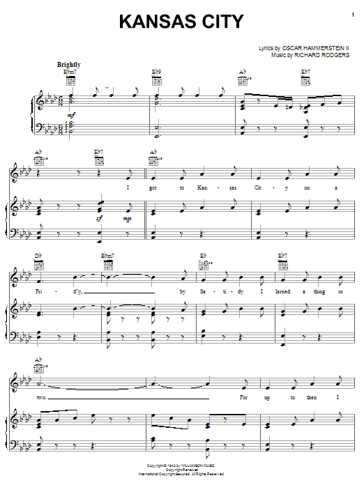 Hammerstein, Rodgers & Kansas City (from Oklahoma!) sheet music notes and chords. Download Printable PDF.