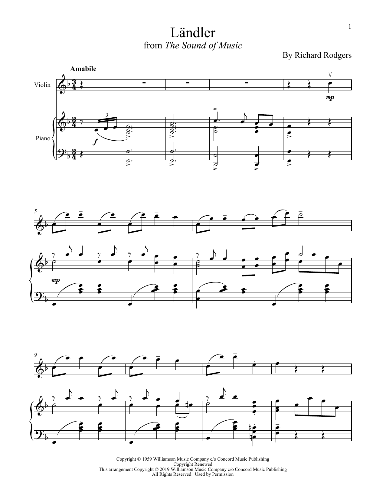 Rodgers & Hammerstein Landler (from The Sound of Music) sheet music notes and chords. Download Printable PDF.