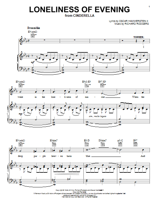 Rodgers & Hammerstein Loneliness Of Evening sheet music notes and chords. Download Printable PDF.