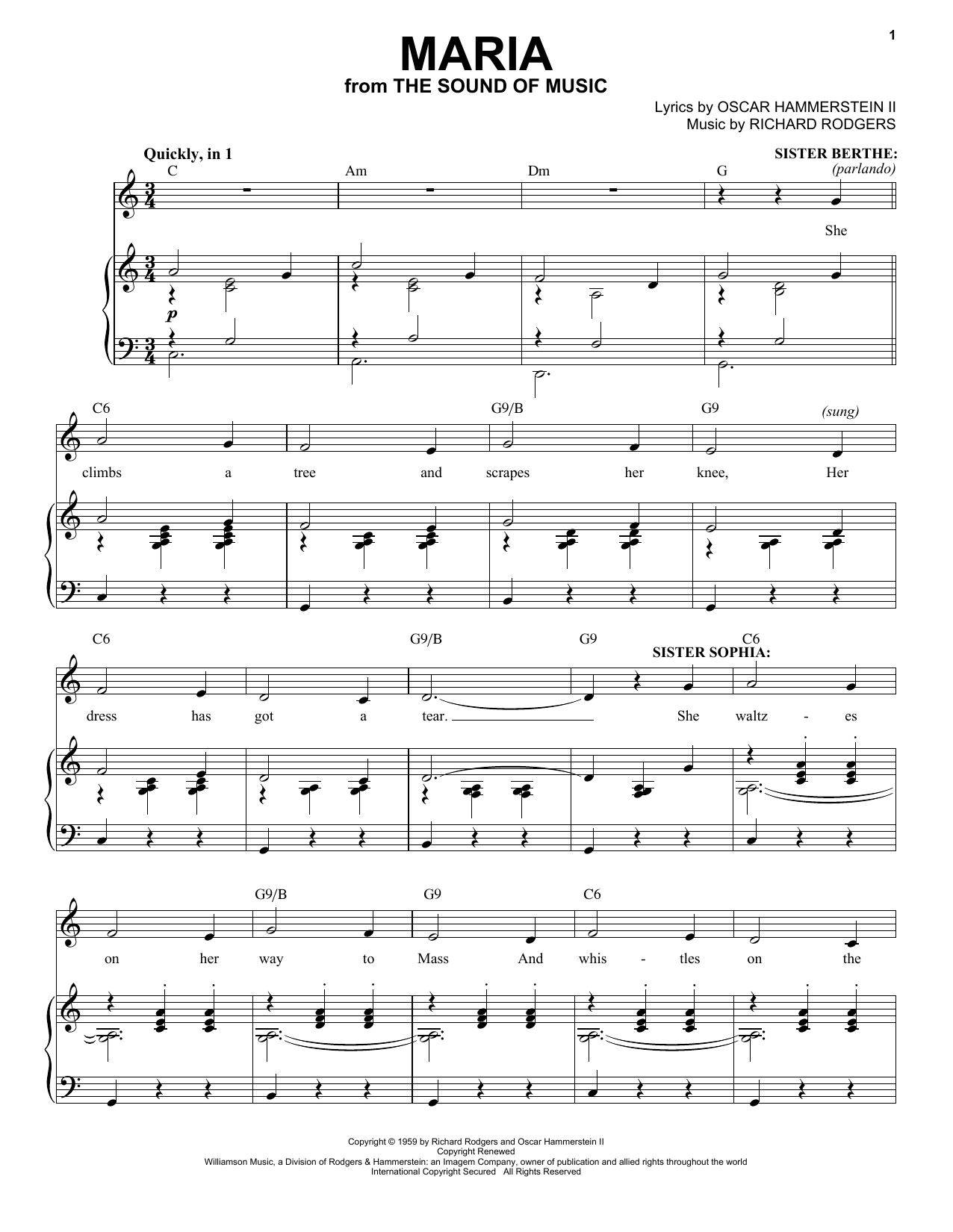 Rodgers & Hammerstein Maria (from The Sound of Music) sheet music notes and chords. Download Printable PDF.