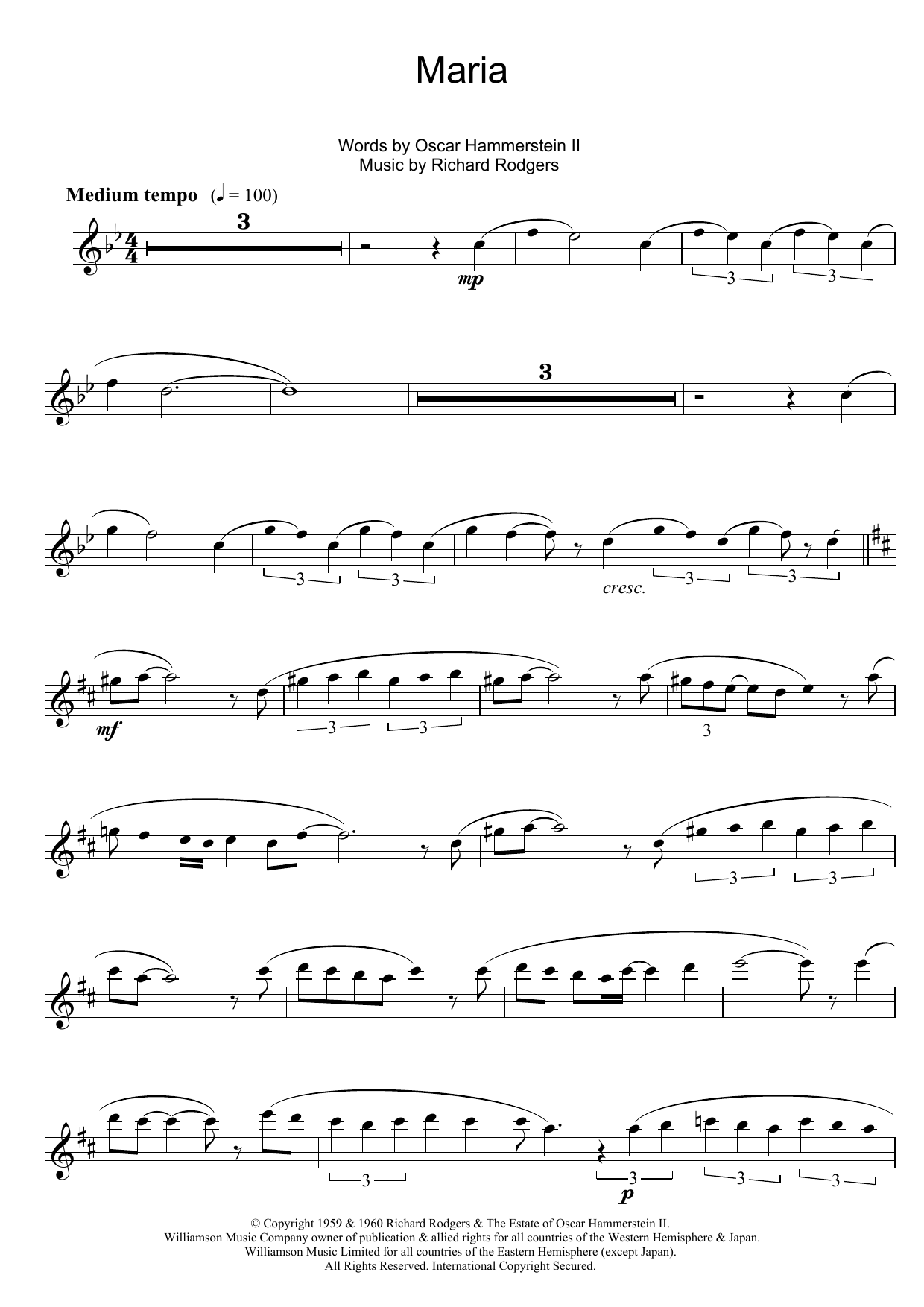 Rodgers & Hammerstein Maria sheet music notes and chords. Download Printable PDF.