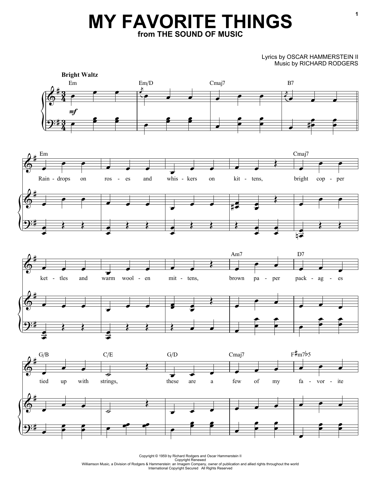 Oscar Hammerstein II My Favorite Things sheet music notes and chords. Download Printable PDF.