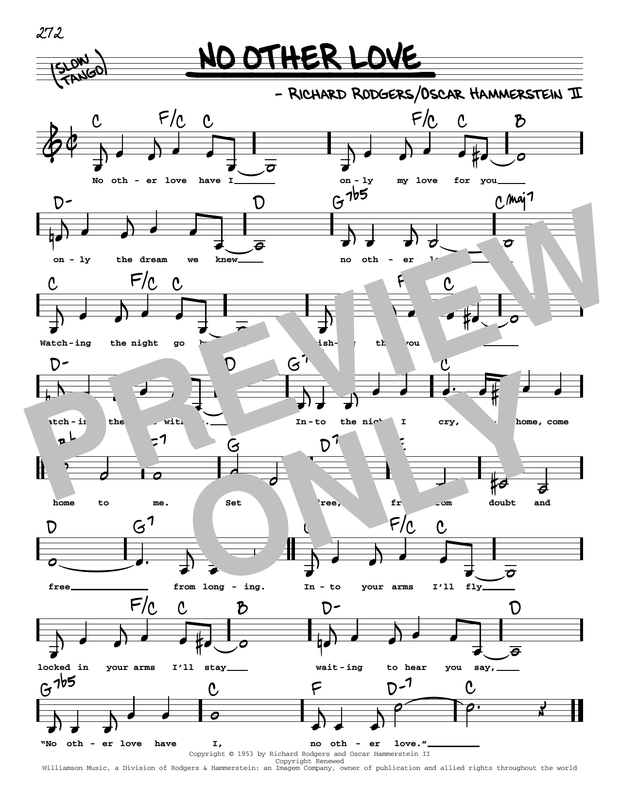 Rodgers & Hammerstein No Other Love (Low Voice) sheet music notes and chords. Download Printable PDF.