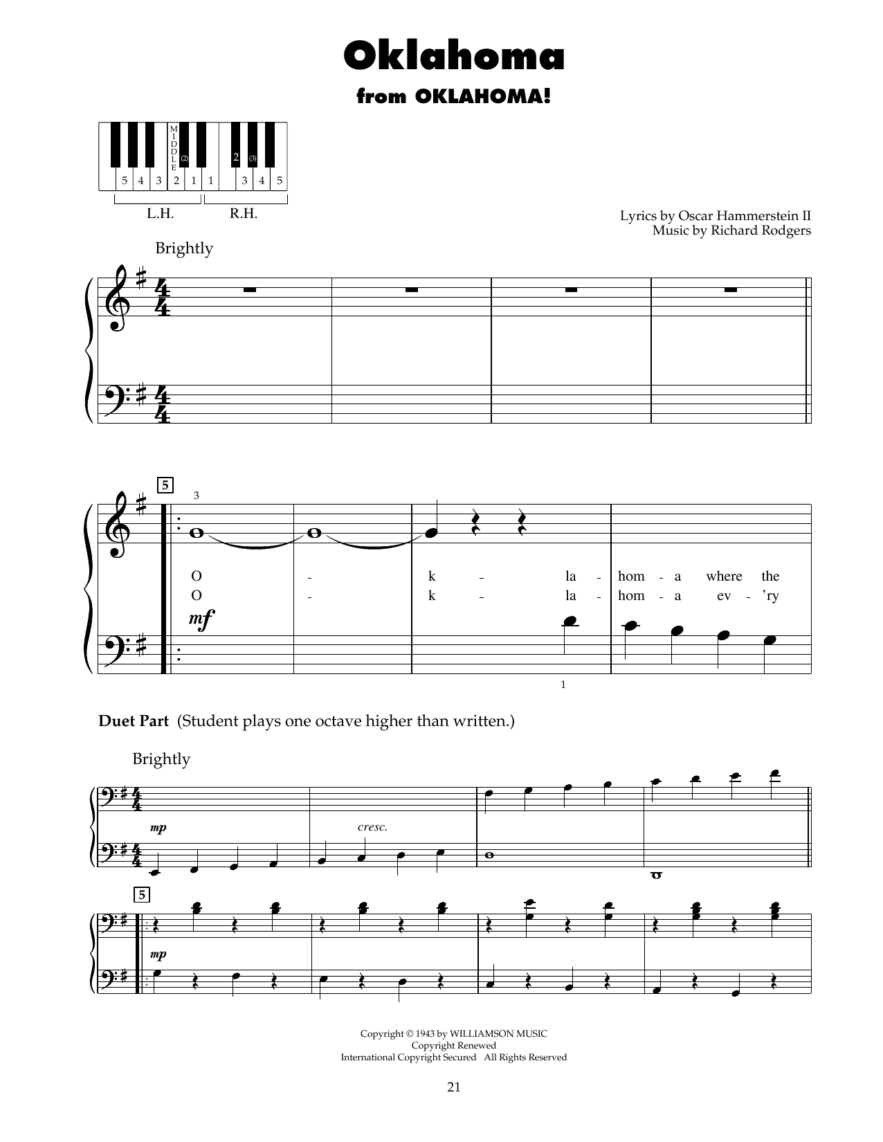 Rodgers & Hammerstein Oklahoma sheet music notes and chords. Download Printable PDF.