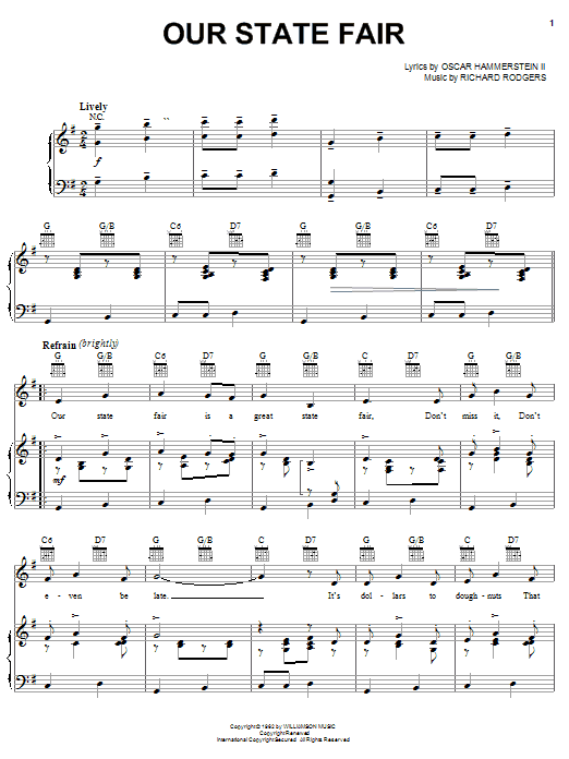 Rodgers & Hammerstein Our State Fair sheet music notes and chords. Download Printable PDF.