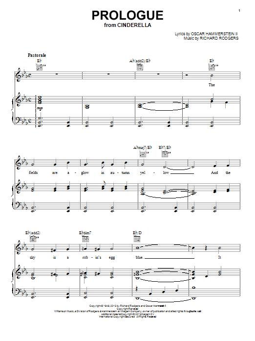 Learn to play Rodgers & Hammerstein Prologue sheet music for Piano, Vocal & Guitar Chords (Right-Hand Melody) in minutes. Price: 7.8900$ Rodgers & Hammerstein Prologue sheet music notes and chords arranged for Piano, Vocal & Guitar Chords (Right-Hand Melody)