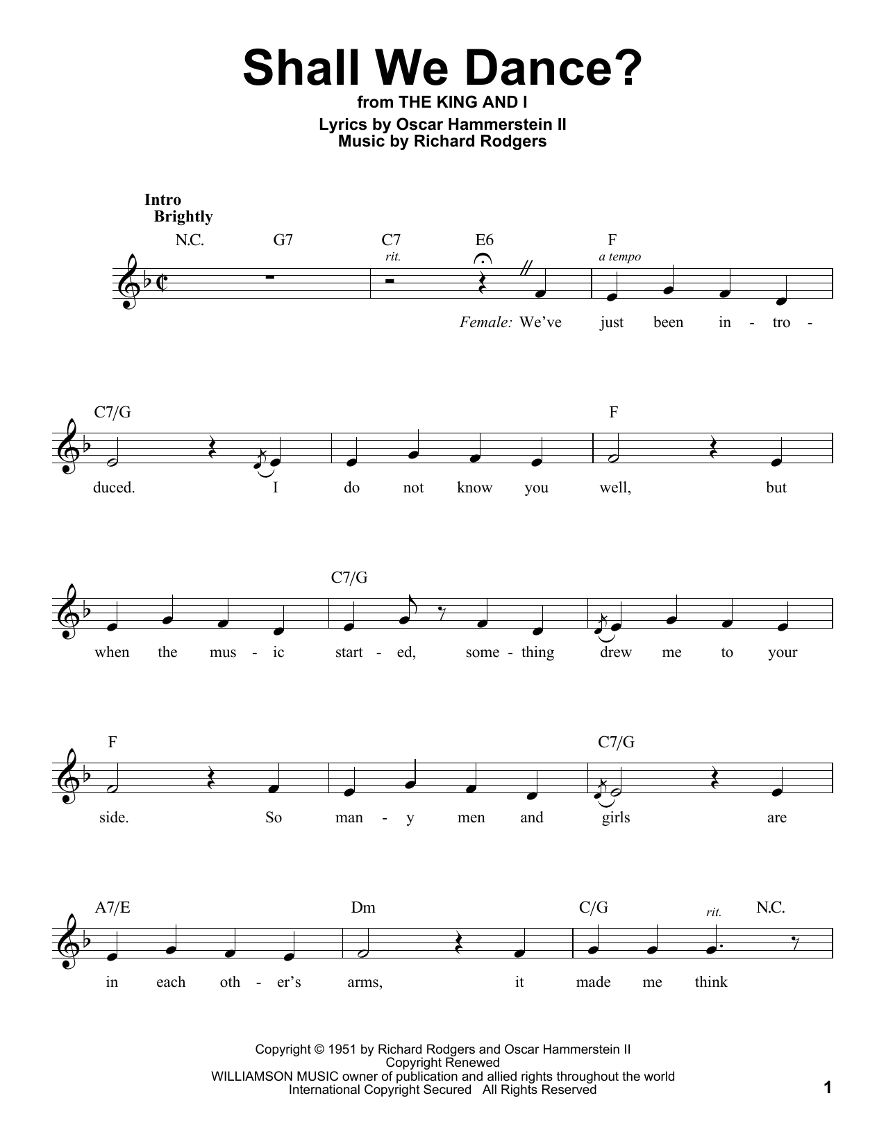 Rodgers & Hammerstein Shall We Dance? sheet music notes and chords. Download Printable PDF.