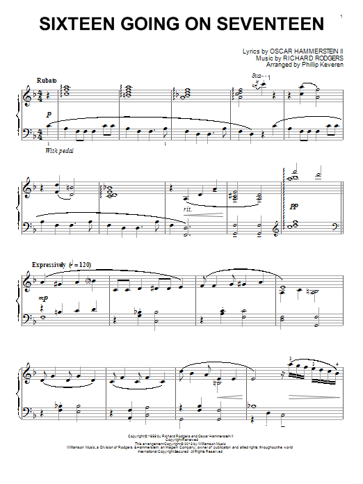 Learn to play Phillip Keveren Sixteen Going On Seventeen sheet music for Piano Solo in minutes. Price: 7.8900$ Phillip Keveren Sixteen Going On Seventeen sheet music notes and chords arranged for Piano Solo