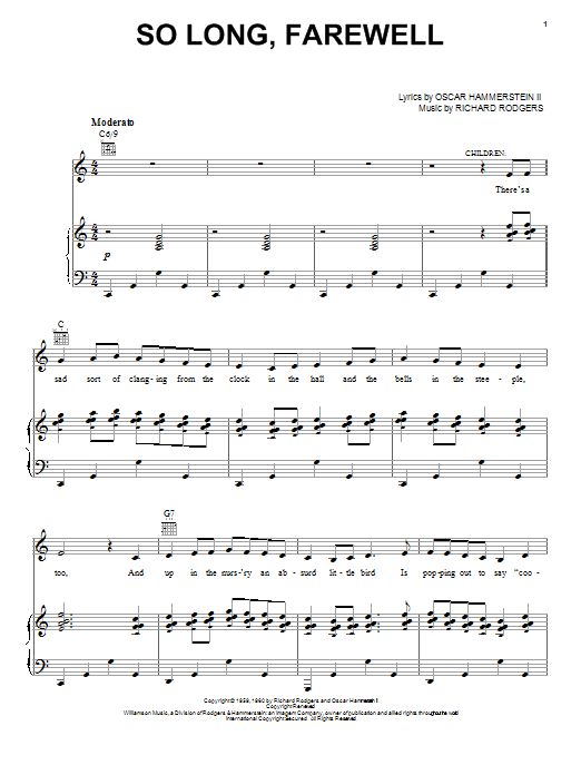 Rodgers & Hammerstein So Long, Farewell sheet music notes and chords. Download Printable PDF.