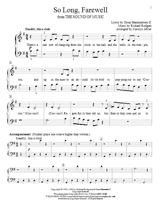 Rodgers & Hammerstein So Long, Farewell sheet music notes and chords. Download Printable PDF.