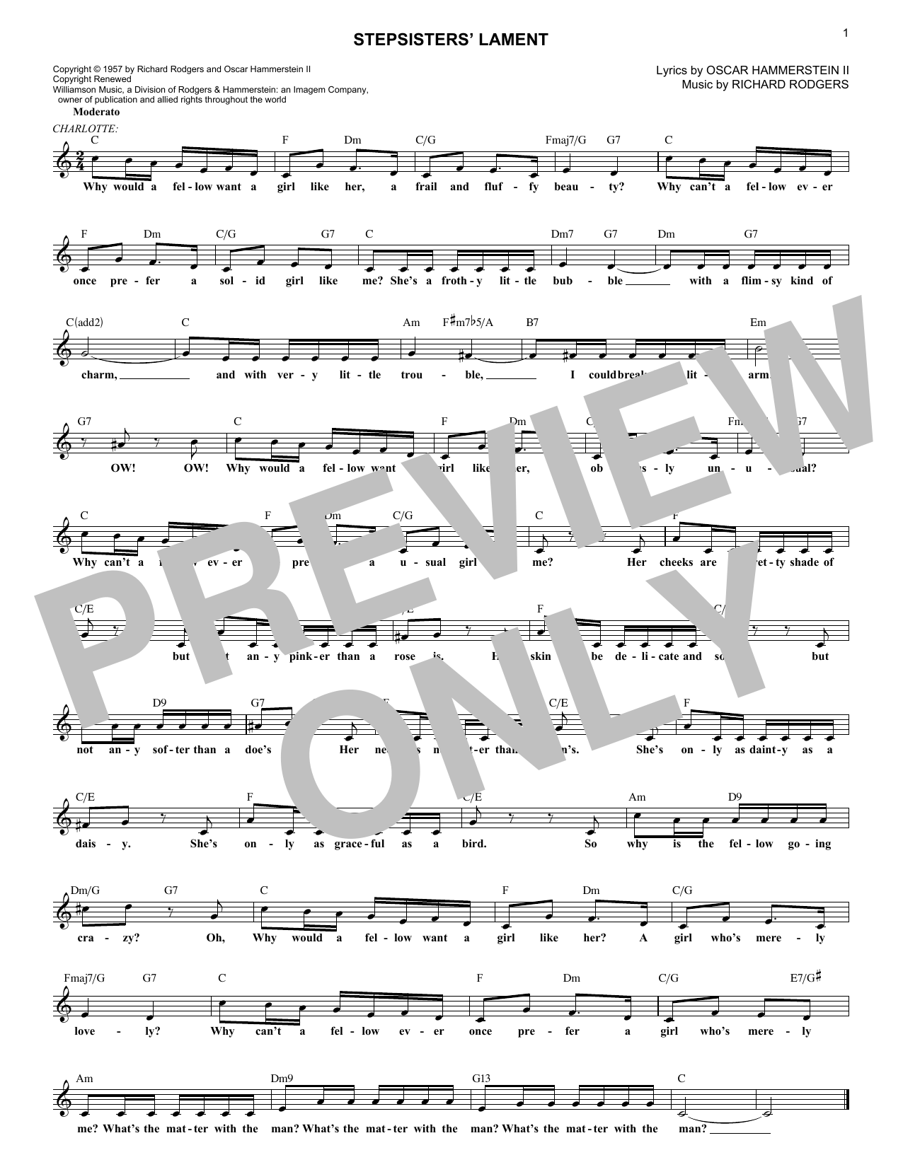 Rodgers & Hammerstein Stepsisters' Lament sheet music notes and chords. Download Printable PDF.