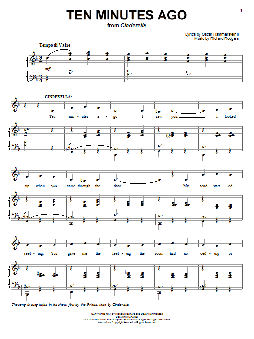 Rodgers & Hammerstein Ten Minutes Ago sheet music notes and chords. Download Printable PDF.