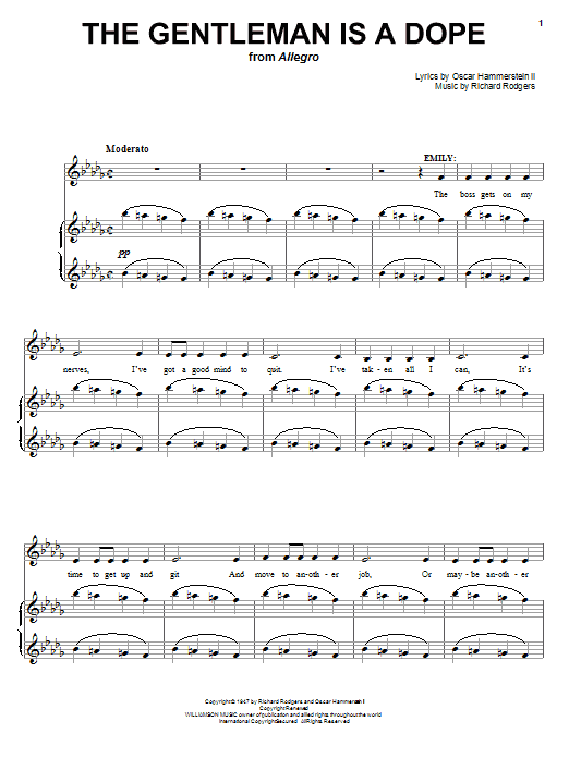 Rodgers & Hammerstein The Gentleman Is A Dope sheet music notes and chords. Download Printable PDF.