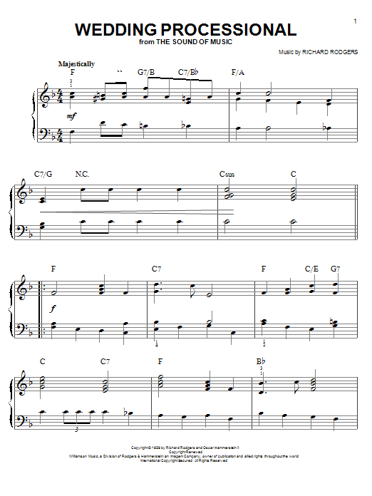 Rodgers & Hammerstein Wedding Processional sheet music notes and chords. Download Printable PDF.