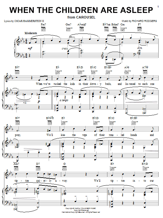Learn to play Rodgers & Hammerstein When The Children Are Asleep sheet music for Piano, Vocal & Guitar Chords (Right-Hand Melody) in minutes. Price: 7.8900$ Rodgers & Hammerstein When The Children Are Asleep sheet music notes and chords arranged for Piano, Vocal & Guitar Chords (Right-Hand Melody)